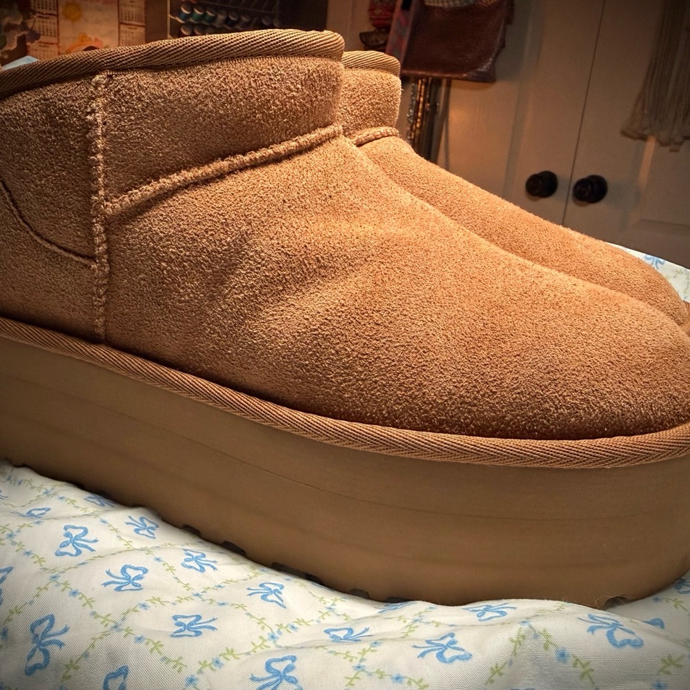 Tan Platform Suede Boots